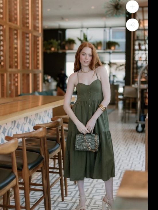 THE SHIRT Dresses & Skirts - NEW THE SHIRT Rochelle Behrens Tuckernuck Leora Dress in Olive Midi Ramie Beach